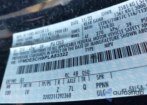 2023 Ford Bronco Badlands z USA, uszkodzony, nr VIN 1FMDE5CH9PLA83322